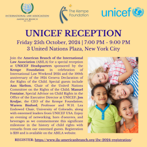 UNICEF Reception (Friday, October 25 at 7pm) - $20
